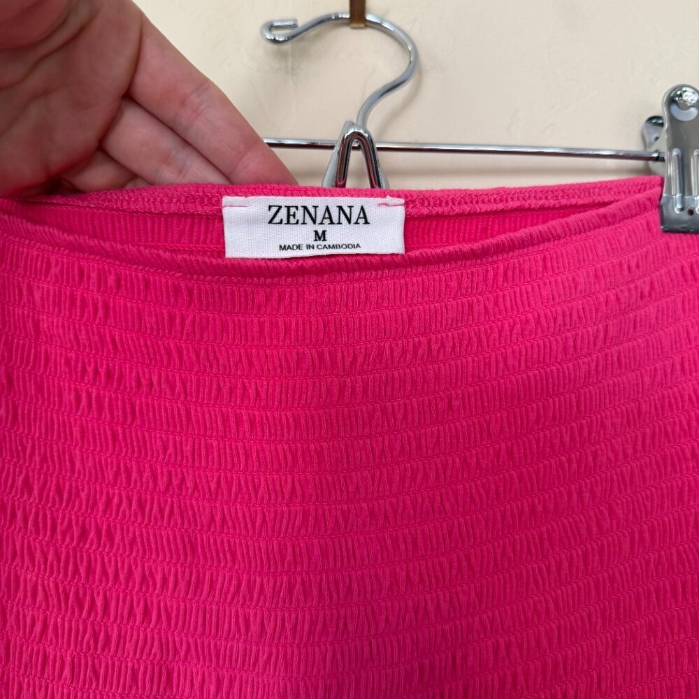 Zenana Hot Pink Strapless Smocked Romper Size Medium ๐ - Picture 5 of 7
